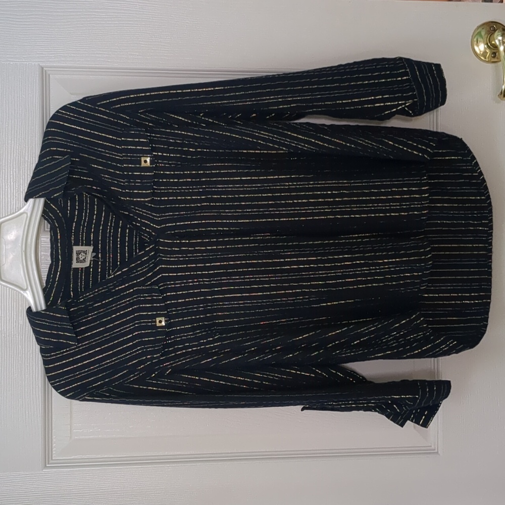 Blue with gold stripe blouse